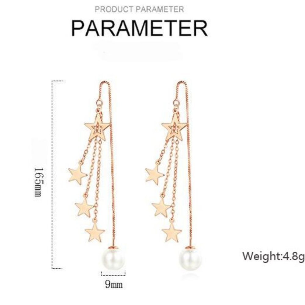 NEW 925 Sterling Silver Pearl Star Drop Earrings - Picture 8 of 8